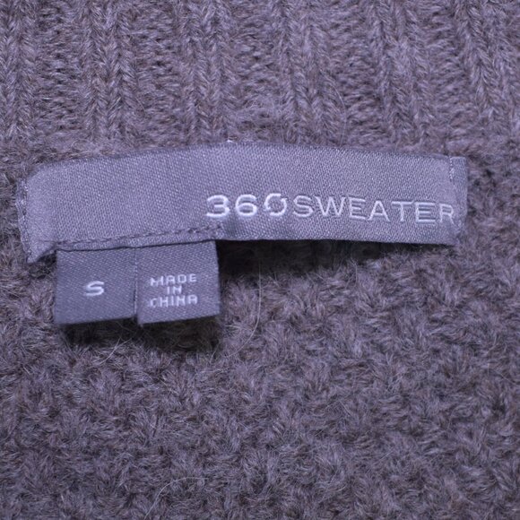 360 Wool Alpaca Blend Brown Cable Knit Sweater Women’s Small High Low Side Zip - Picture 8 of 14